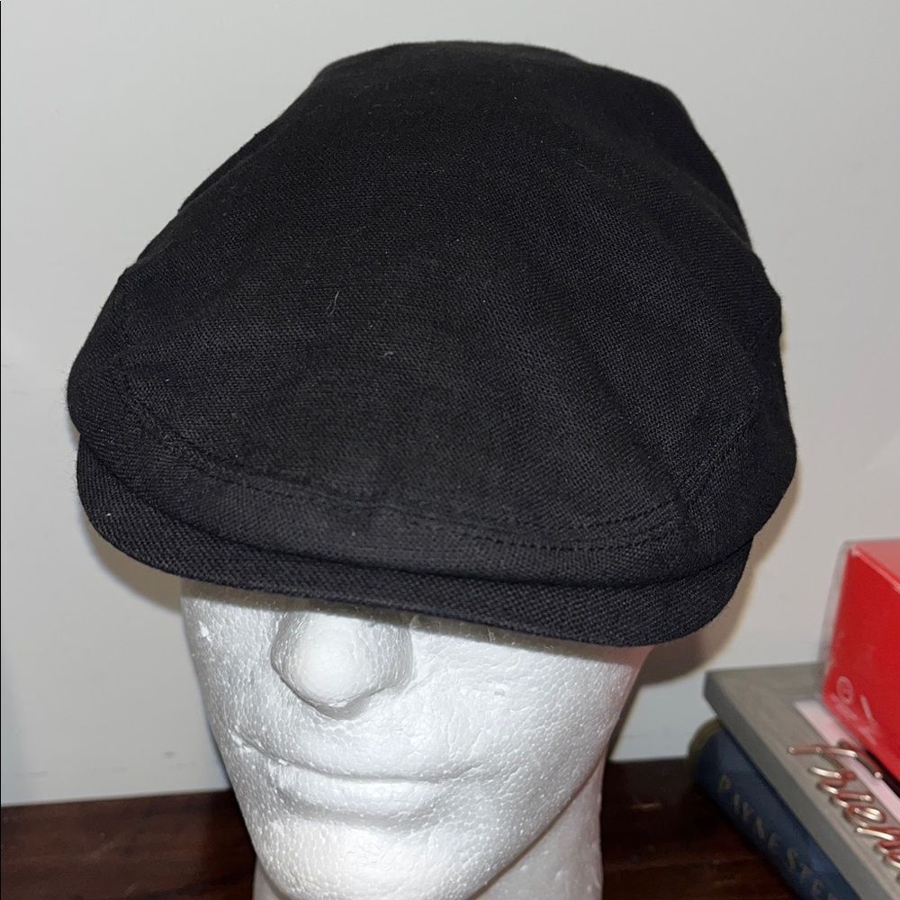 Black Linen/Cotton STETSON men’s Flat Cap Hat L/XL Paperboy Peaky Blinders